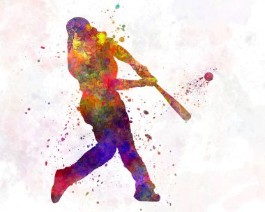 Suluboya ile izole edilmiş beyzbol oyuncusu