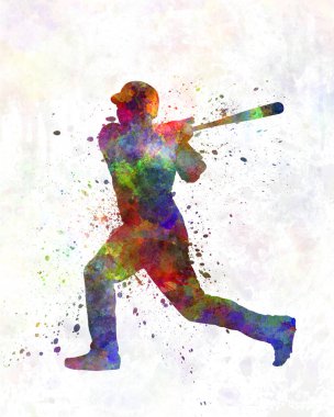 Suluboya ile izole edilmiş beyzbol oyuncusu