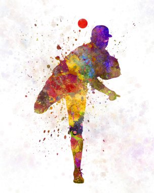 Suluboya ile izole edilmiş beyzbol oyuncusu