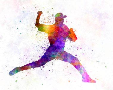 Suluboya ile izole edilmiş beyzbol oyuncusu