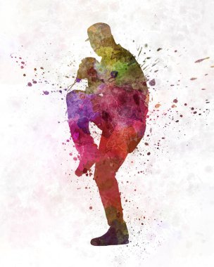 Suluboya ile izole edilmiş beyzbol oyuncusu