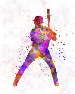 Suluboya ile izole edilmiş beyzbol oyuncusu