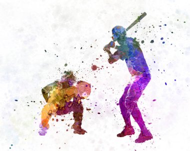 Suluboya ile izole edilmiş beyzbol oyuncusu