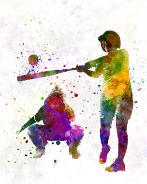 Suluboya ile izole edilmiş beyzbol oyuncusu