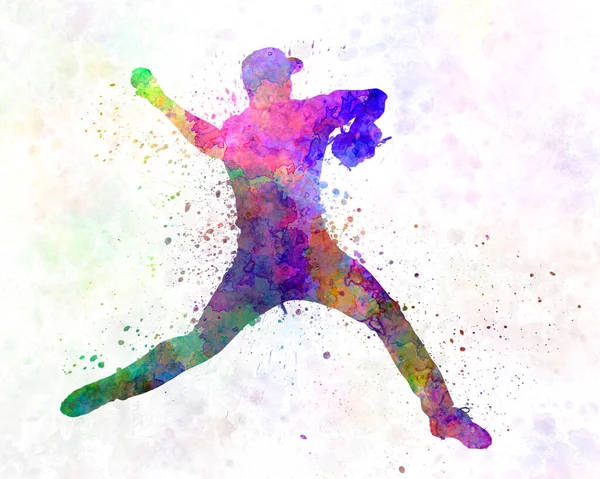 Suluboya ile izole edilmiş beyzbol oyuncusu