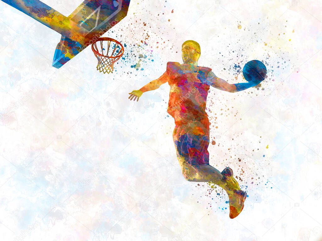 Basketball player isolated in watercolor