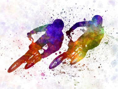 Suluboya ile insan bmx akrobatik figürü