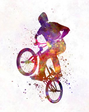 Suluboya ile insan bmx akrobatik figürü