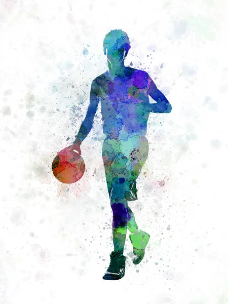 Mladý Muž Basketbalista Dribling — Stock fotografie