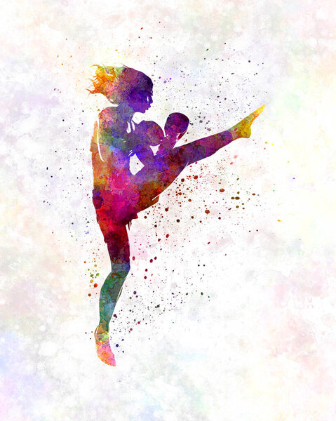 Изолированный боксерский силуэт женского бокса 