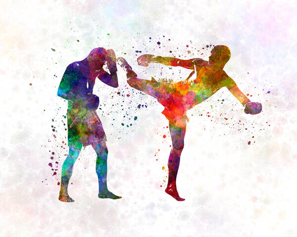 Двое мужчин, занимающихся тайским боксом 