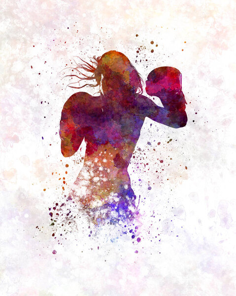 Изолированный боксерский силуэт женского бокса 