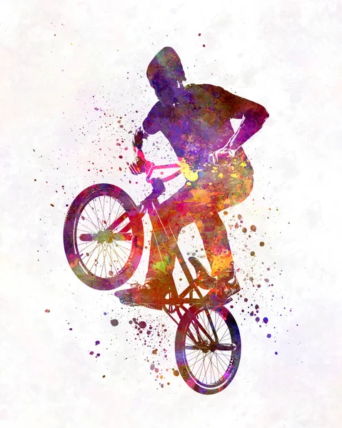 Suluboya ile insan bmx akrobatik figürü