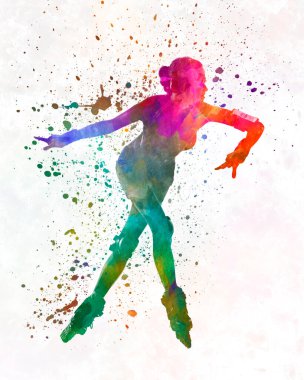 Paten giyen kadın suluboya 08.