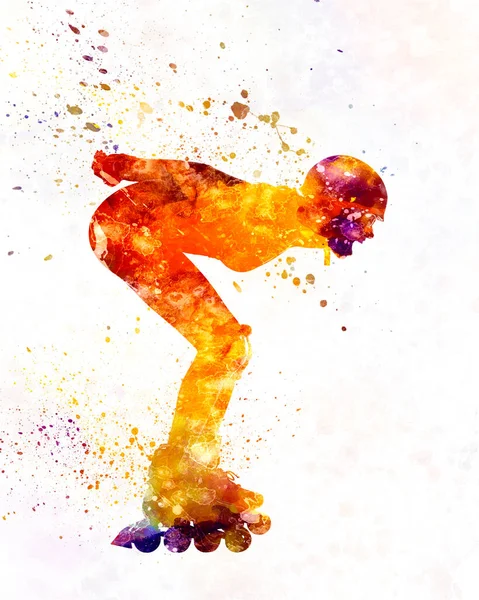 Woman Roller Skates Watercolor — Stock Photo, Image