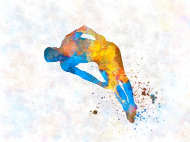 trambolin suluboya içinde zıplar