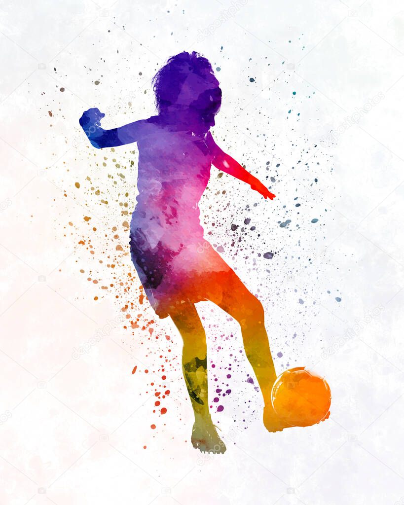 Woman soccer player 15 in watercolor