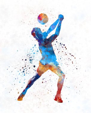 Voleybolcu 01 numaralı suluboya adam