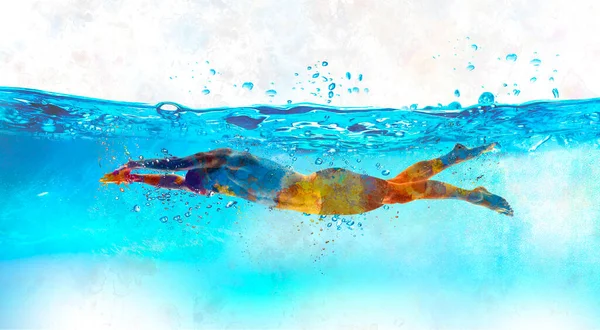 Suluboya içinde genç bir yüzücü