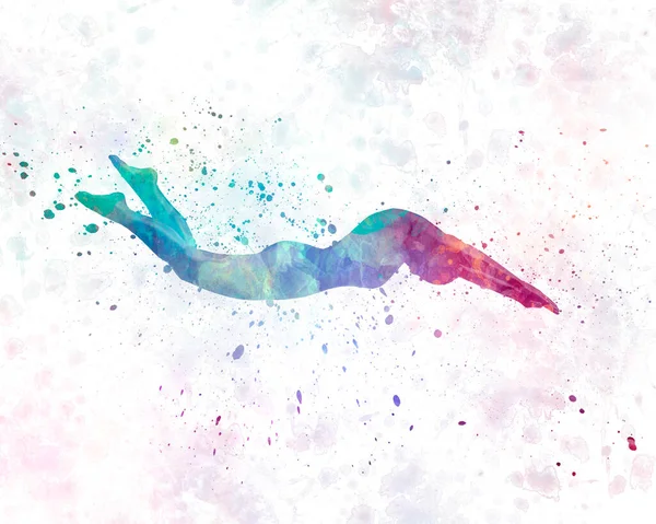 Young Swimmer Watercolor — Stock Photo, Image