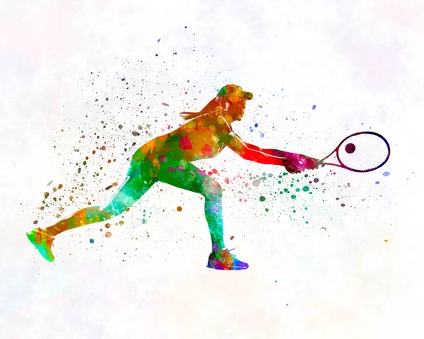 Жінка Тенісистка Сум Акварелі — стокове фото