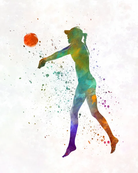 Joueuse Beach Volley Ball Aquarelle — Photo