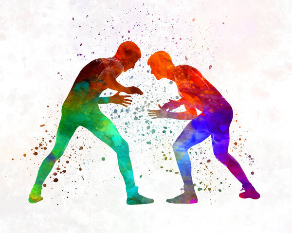 Борцы борются 01 акварелью