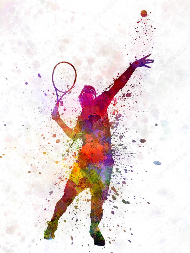 tennis player at service serving silhouette 01