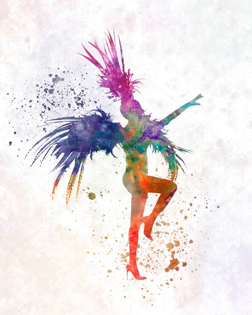 Watercolor cabaret carnival dancer