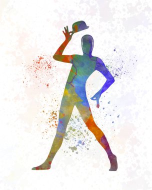 Maskeli dansçı siluetiyle suluboya dansçı taklidi yapan