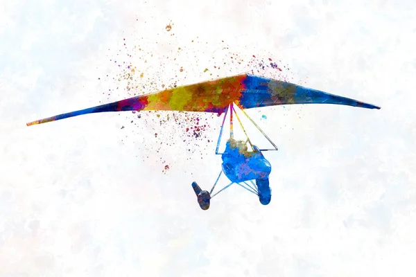 Hang Gliding Watercolor — Stok fotoğraf