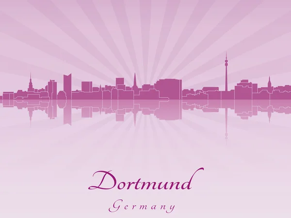 Dortmund skyline in violett leuchtender Orchidee — Stockvektor