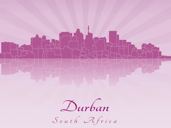 Linha do horizonte de Durban em orquídea radiante roxa — Vetor de Stock