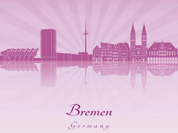 Bremen skyline in violett leuchtender Orchidee — Stockvektor