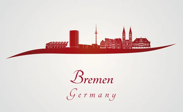 Skyline de Bremen en rojo — Vector de stock