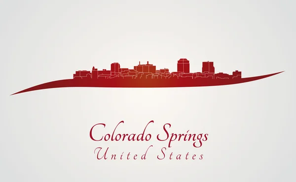 Línea del horizonte de Colorado Springs en rojo — Vector de stock