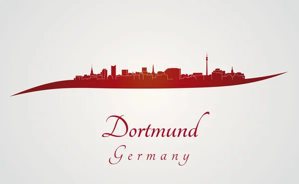 Skyline di Dortmund in rosso — Vettoriale Stock