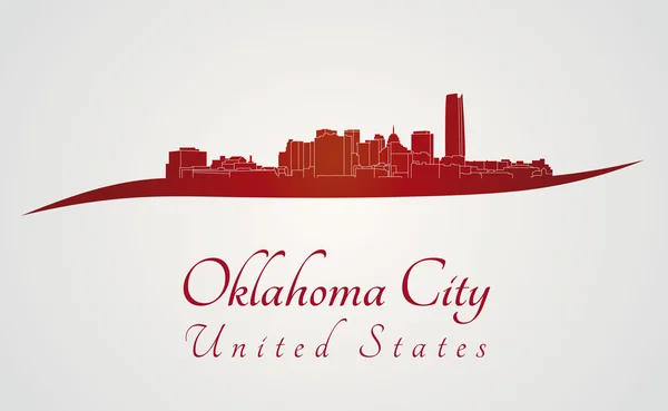 Oklahoma City skyline in red — Stock Vector