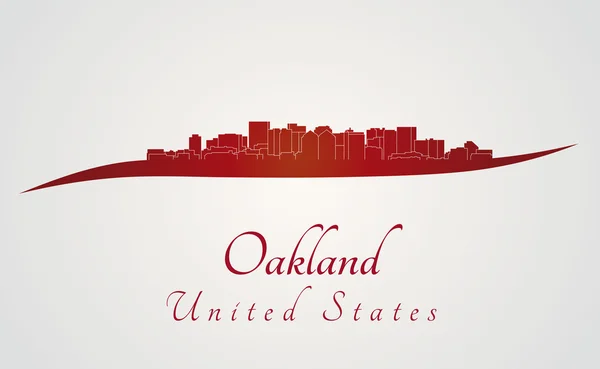 Oakland skyline kırmızı — Stok Vektör