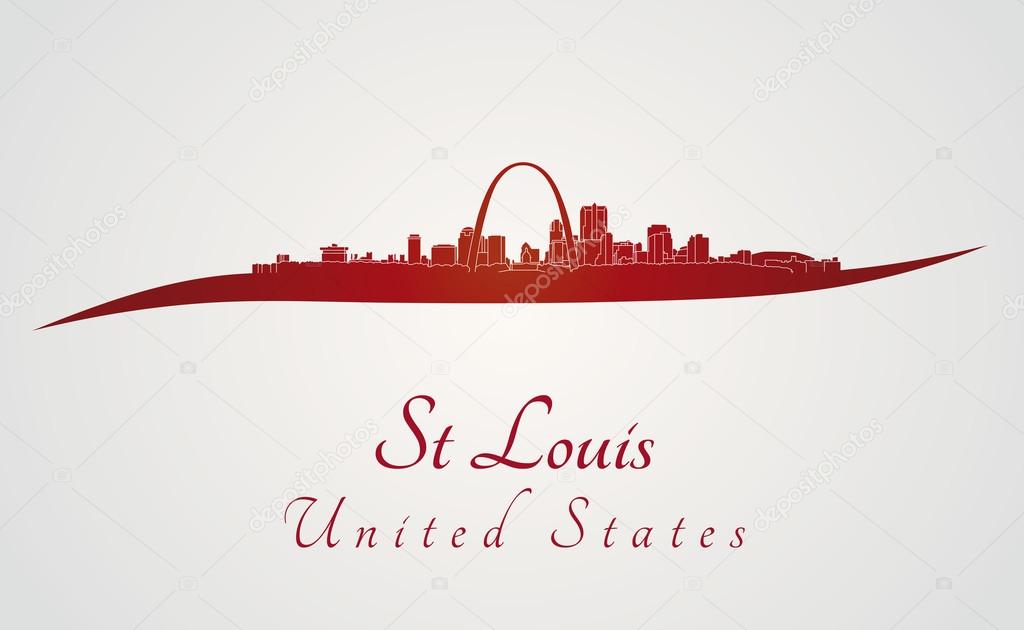 St Louis skyline in red