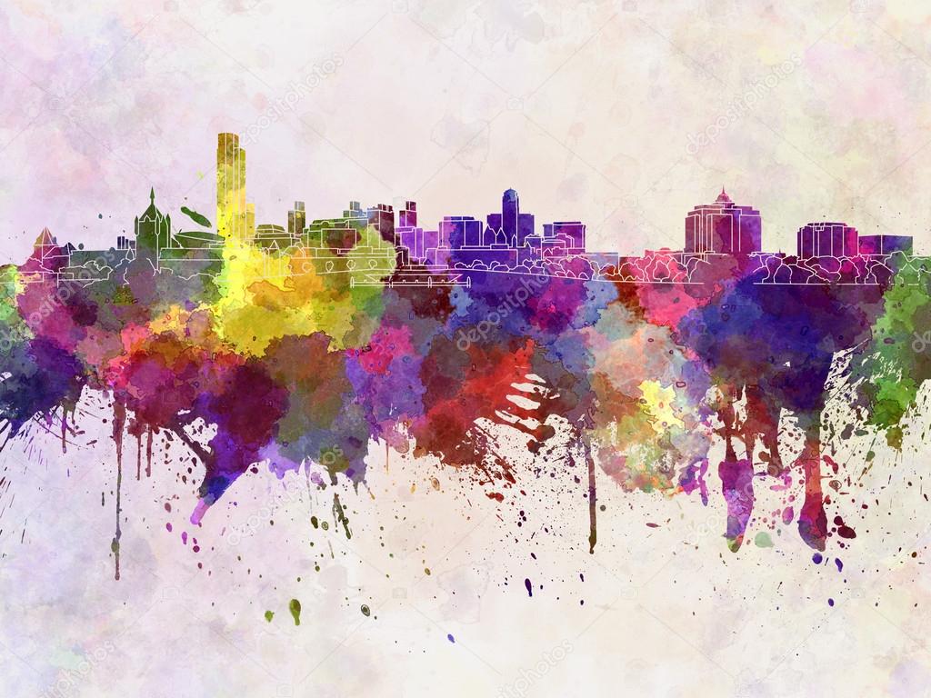Albany skyline in watercolor background