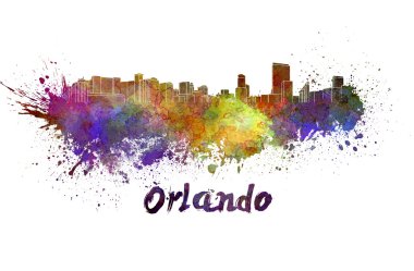 Orlando skyline in watercolor clipart