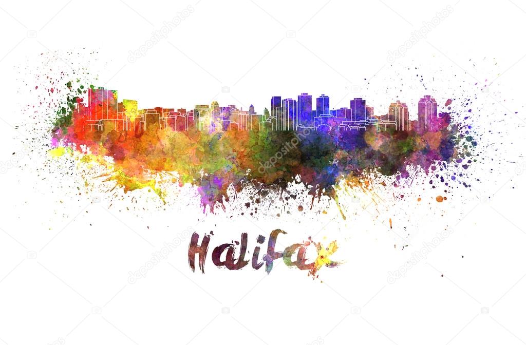 Halifax skyline in watercolor