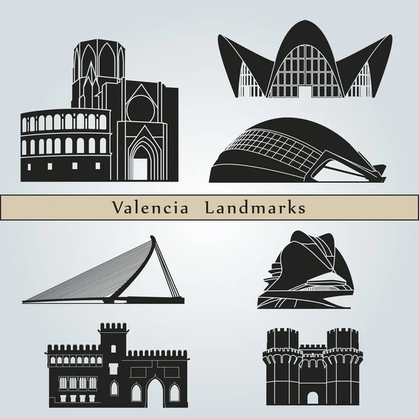 Визначні пам'ятки Валенсії та пам'ятники — стоковий вектор
