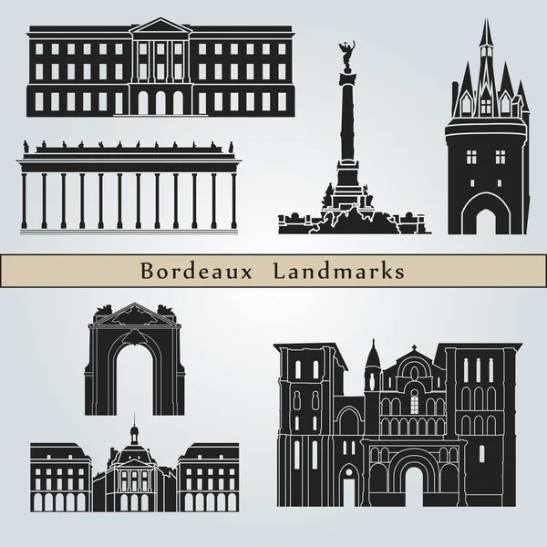 Lugares de interés de Burdeos — Vector de stock