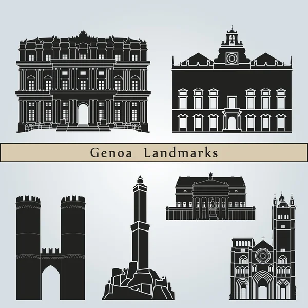 Genoa Landmarks — Stock Vector