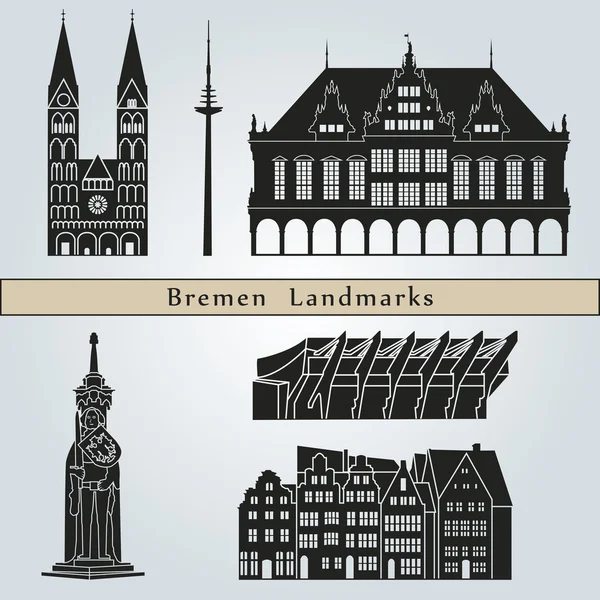 Bremen Wahrzeichen und Denkmäler — Stockvektor