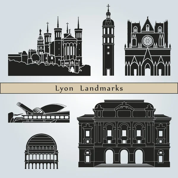 Lyon památky a památky — Stockový vektor