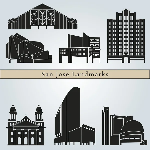 Сан-Хосе достопримечательности и памятники — стоковый вектор