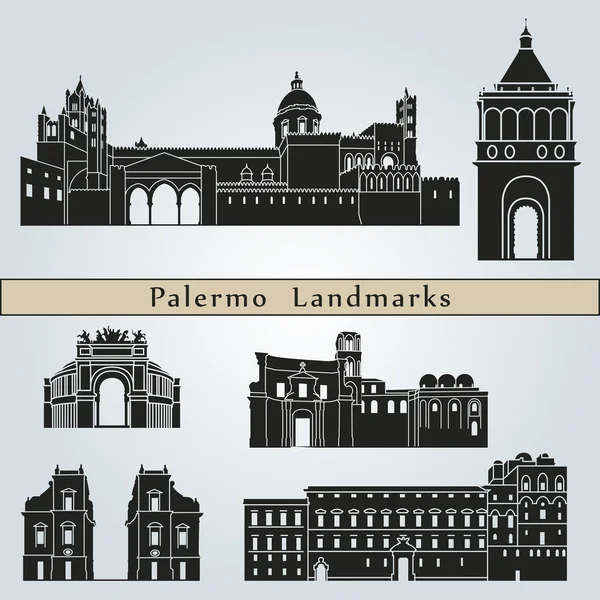 Palermo landmarks and monuments — Stock Vector